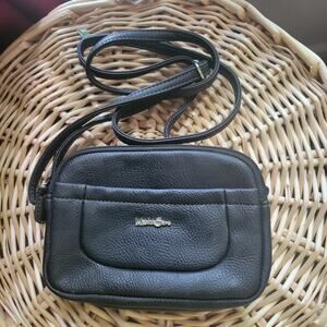 Multi Sac Black Vegan Leather Bag Small 5x7" Crossbody Purse Tote Vtg